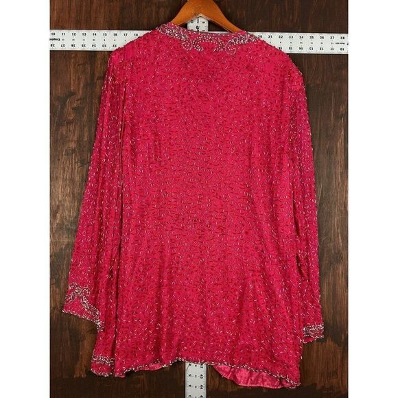 Alyce Design Pleasant Top Shirt Sequins‎ Sprinkles Red Pink Womens Large Vintage - Picture 6 of 6